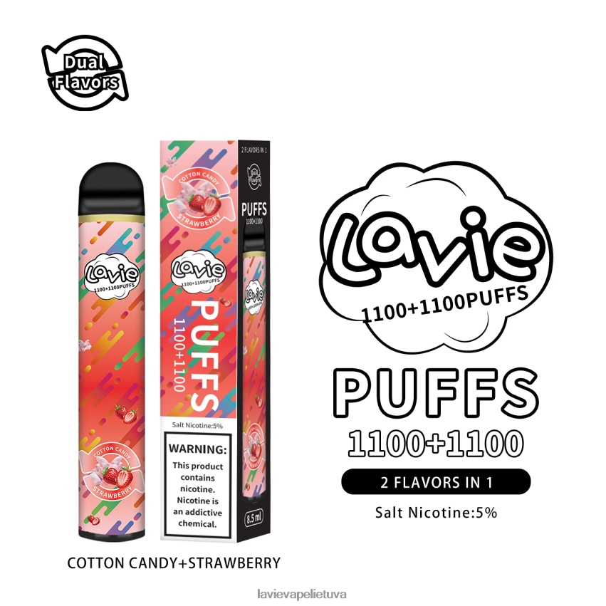N226RV293 Lavie Vape Review | cukraus vata/braškė LAVIE BAR Switch 2200 įkvėpimų